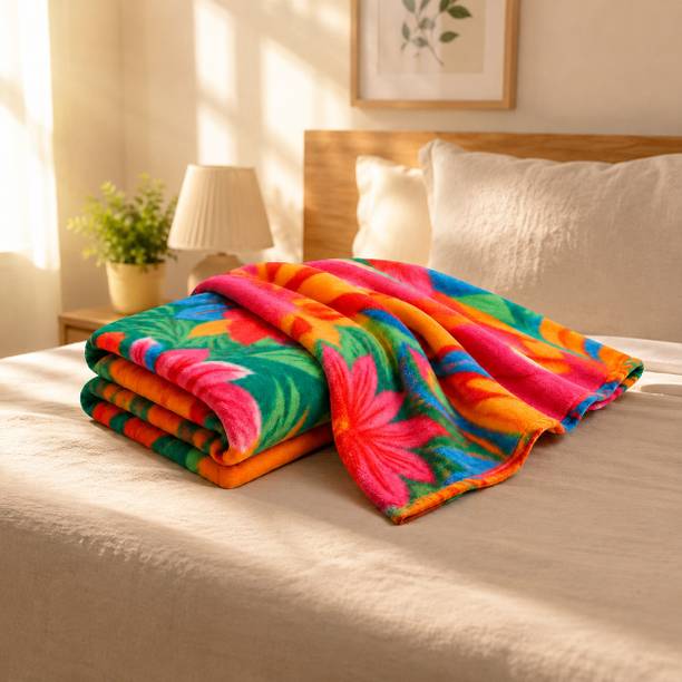 Alaxia Floral Single Fleece Blanket for  All Season