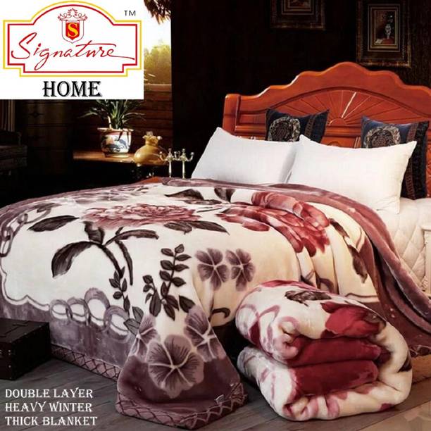 SIGNATURE Floral Double Mink Blanket for  Heavy Winter
