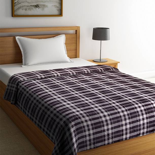 PORTICO NEW YORK Checkered Single Coral Blanket for  Heavy Winter