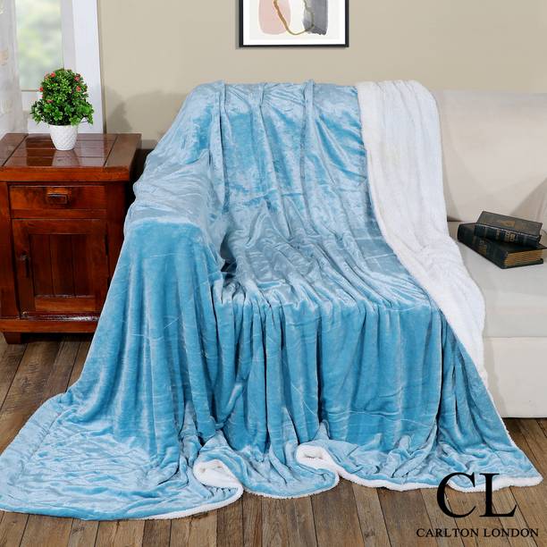 CARLTON LONDON Solid Single Sherpa Blanket for  Heavy Winter
