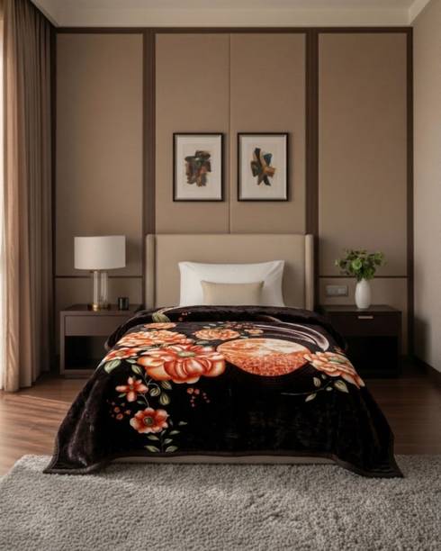 Signature Floral Single Mink Blanket for  Heavy Winter