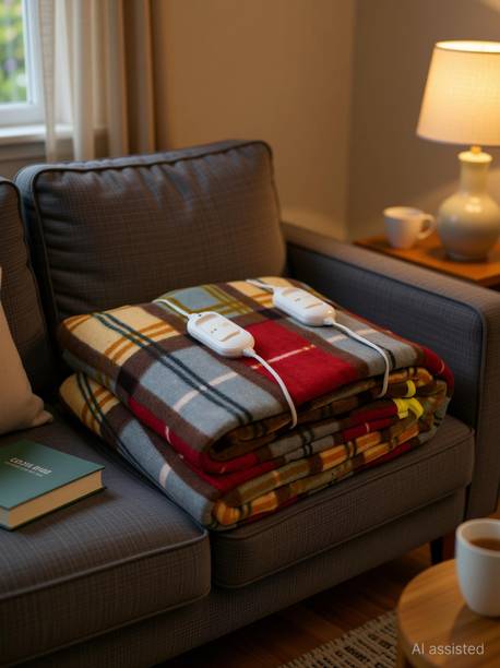 Comfort Ideas Checkered Double Electric Blanket for  Heavy Winter