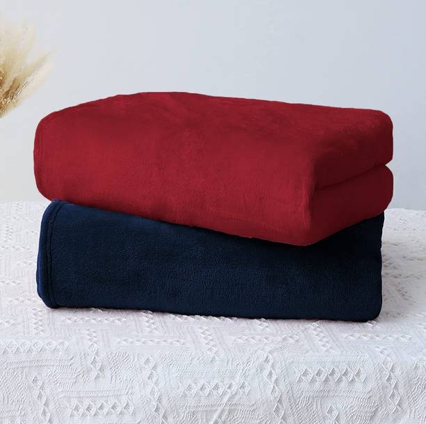 On Shiv Solid Single Fleece Blanket for  Mild Winter