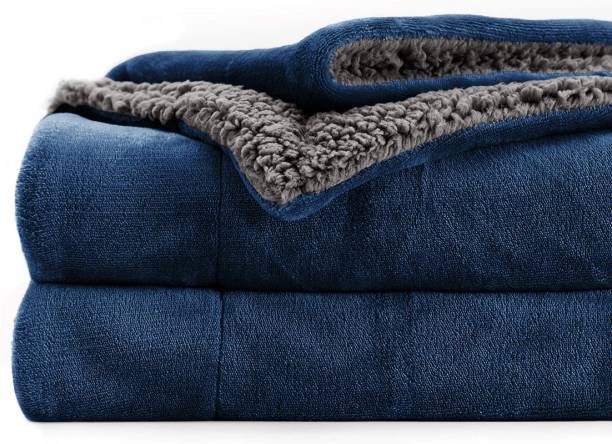 VAS COLLECTIONS Solid Single Sherpa Blanket for  Mild Winter
