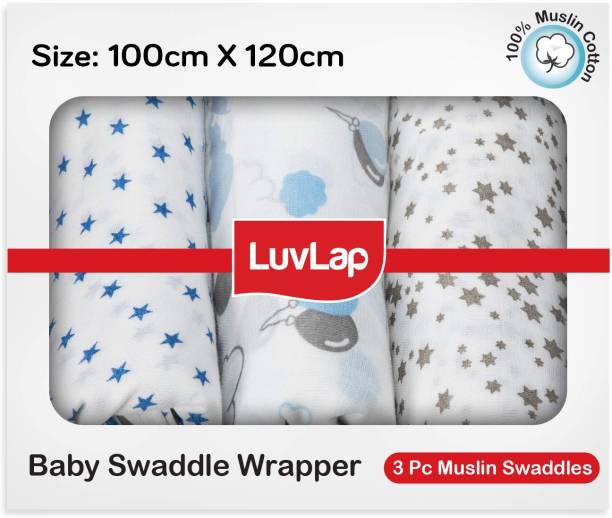 LuvLap Printed Single Swaddling Baby Blanket for  AC Room