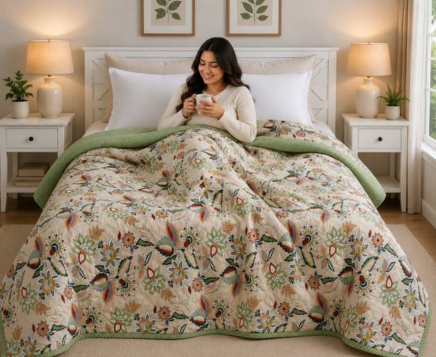 TINDLER KNOTS Floral Double Comforter for  AC Room