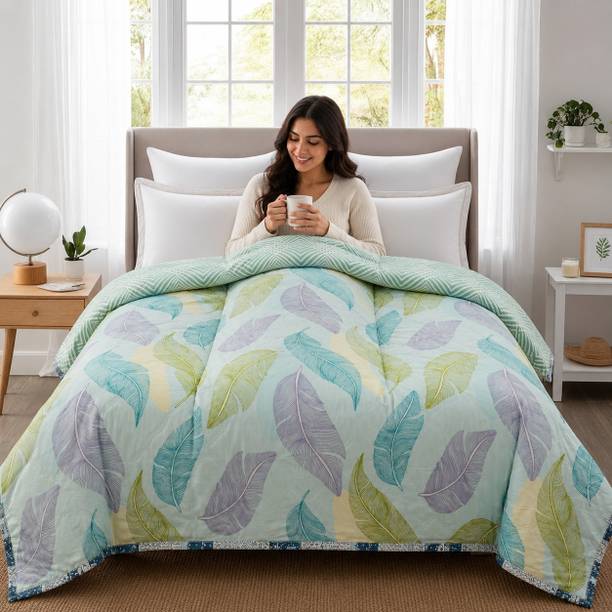 TINDLER KNOTS Floral, Printed Double Comforter for  AC Room