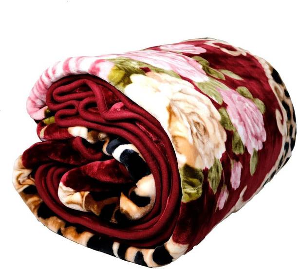 GKM Floral Single Mink Blanket for  Heavy Winter
