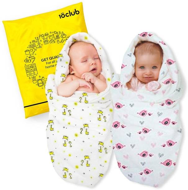 10club Printed Single Swaddling Baby Blanket for  Mild Winter