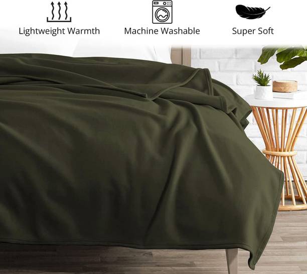 komfey Solid Single Fleece Blanket for  Mild Winter