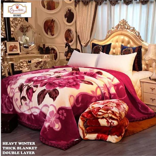 Signature Floral Double Mink Blanket for  Heavy Winter