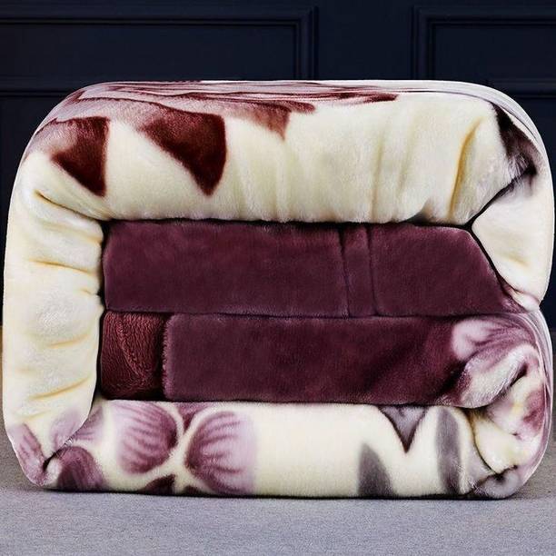 HOLYKRAFT Self Design Double Mink Blanket for  Heavy Winter