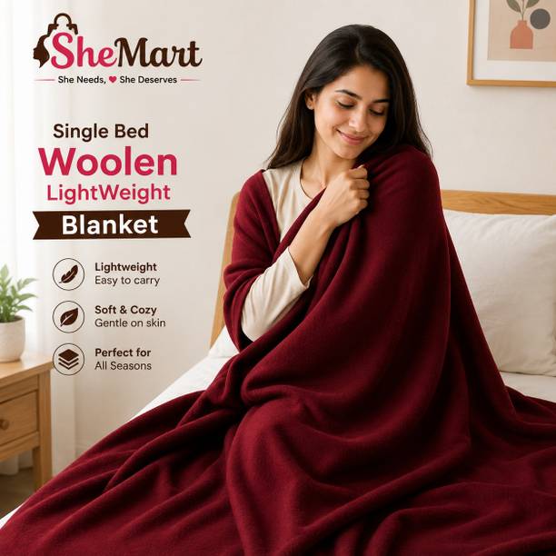 Shemart Solid Single Fleece Blanket for  All Season