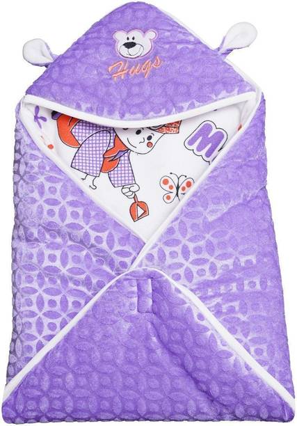 BABY ZONE Printed Single Hooded Baby Blanket for  AC Room