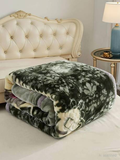 HOLYKRAFT Self Design Double Mink Blanket for  Heavy Winter
