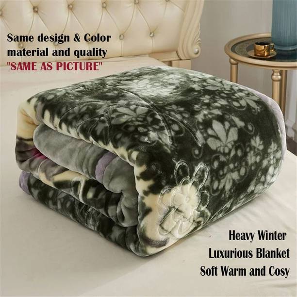 HOLYKRAFT Self Design Double Mink Blanket for  Heavy Winter