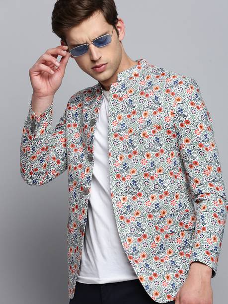 Men Printed Bandhgala Party Blazer