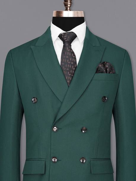Men Solid Double Breasted Casual Blazer