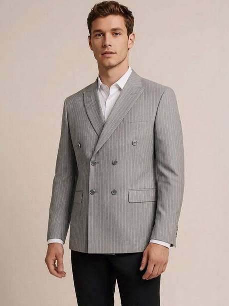 Men Striped Double Breasted Festive, Festive & Wedding, Formal, Lounge Wear, Party, Wedding Blazer