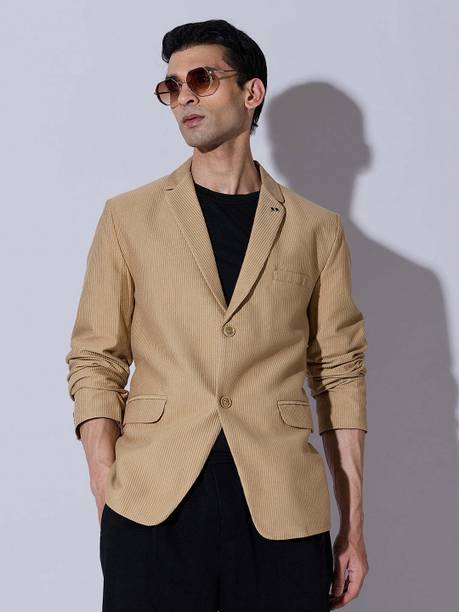 Men Solid Single Breasted Formal Blazer