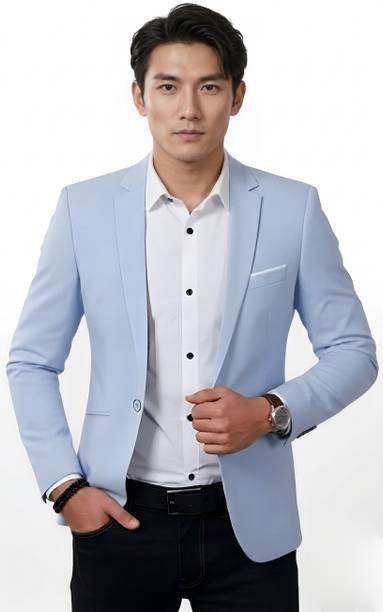 Men Solid Single Breasted Casual, Formal, Party, Festiv...