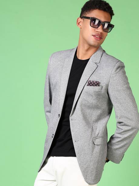 V-MART Men Self Design Single Breasted Casual Blazer