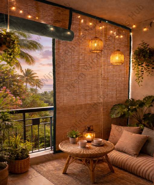 Prem WindowBlinds Hub Roller Blind Cord Drawn On Window