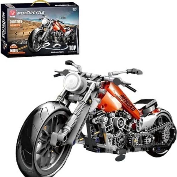 Bestie Toys Motorcycle Building Block Set - 436 PCS Collectible Motorcycle Display Model.
