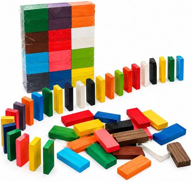 Toys cartel 120 Pcs Wooden Domino Blocks Set for Kids | Building, Stacking & Learning Toy