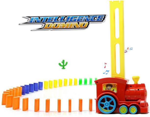 TOYACHI 40 Pcs Domino Train Toy Set With Lights and Sounds Multicolour33