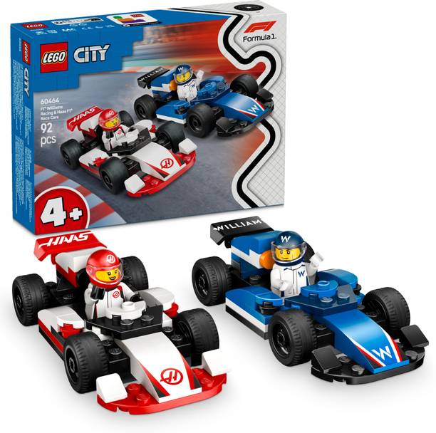 LEGO City F1 Williams Racing & Haas F1 Race Cars Vehicle Toy Set 60464(92 Blocks)