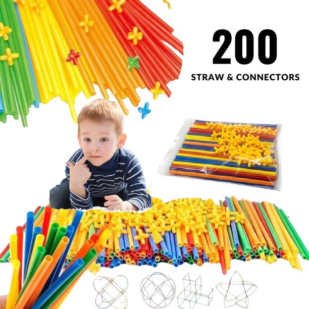 Miss & Chief 200+ DIY Colourful Pipe Straw Building Block & Connectors