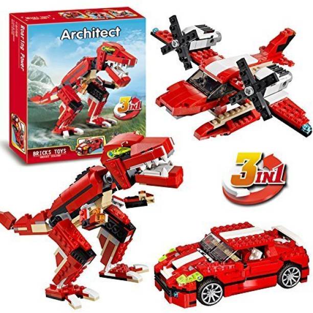 SR Toys Architect 3 In 1 Racing Car Dinosaur Plane Building Blocks Set 374+ Pcs