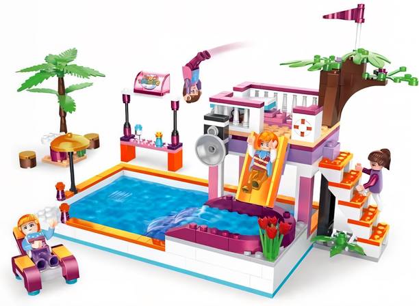 MD TOY VILLA dream girl party swimming pool blocks set 302 pcs