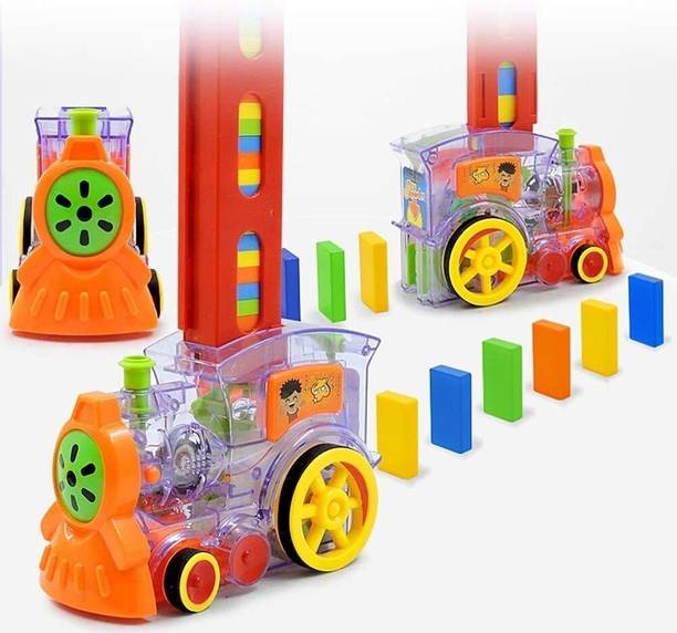 TOYACHI 40 Pcs Domino Train Toy Set With Lights and Sounds Multicolour23