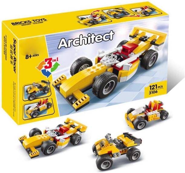 Sanchi Creation Architect 3 in 1 Building Blocks Set 121 Pcs Educational Construction Racing Car