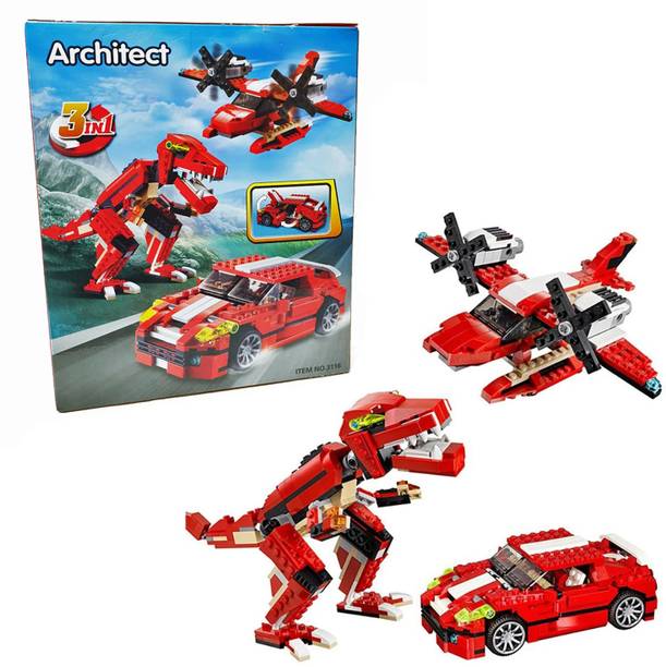 Tarak Dinosaur Car Airplane 3 IN 1 LEGO Building Blocks Set 374PC