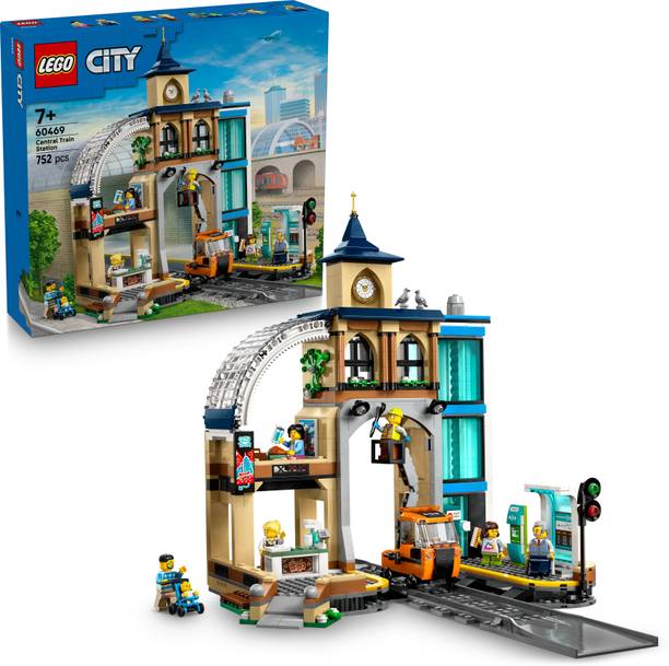 LEGO City Central Train Station Set for Fans of Construction Toys 60469