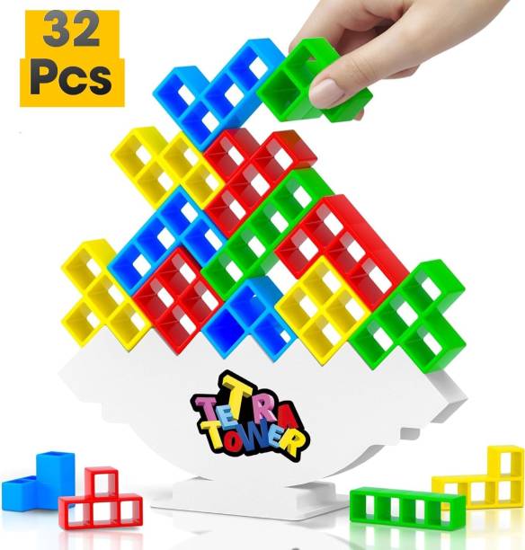 AR KIDS TOYS 32 Pcs Tetra Tower Balance Stacking Attack Block Game,Family Board Game for Kids