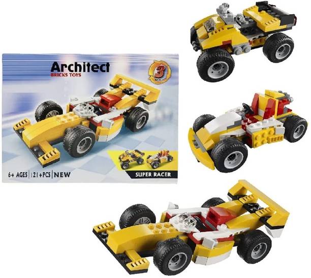 Justcraft 121 Pcs Architect Series 3 in 1 Racing Car Blocks Learning Bricks Toy