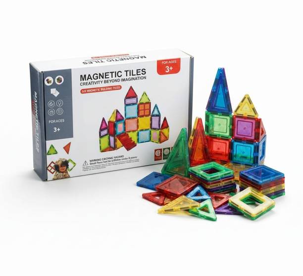 RAD CARTEL 26-Piece Fun STEM Magnetic Tiles Building Blocks, Educational Toy for Kids (3+)