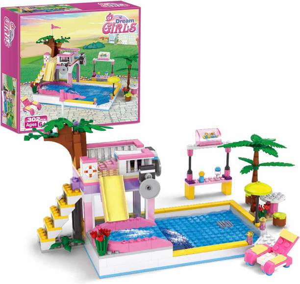kinegic 302 Pcs Dream Girls Friends Summer Pool Party Building Sets