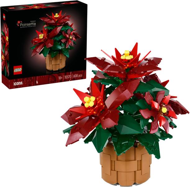 LEGO Icons Poinsettia Plant Decor Building Set 10370 (608 Pieces)