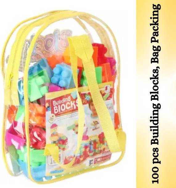 Mayne Diy Building Blocks for Kids with Wheel, Bag Packing, Block Game (100pcs )