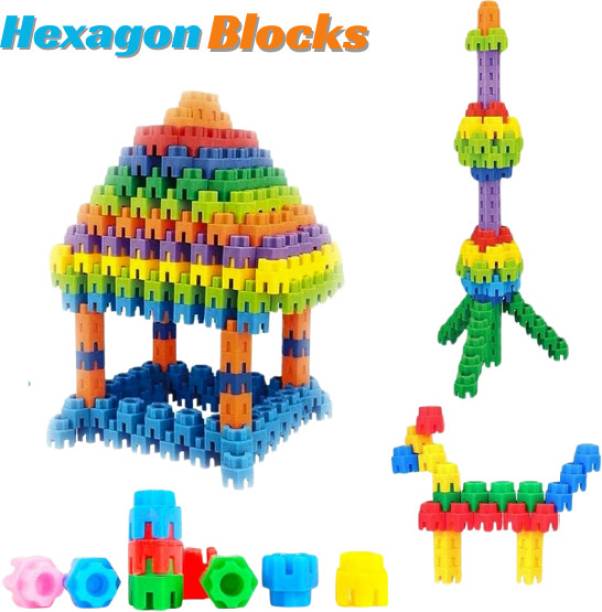 Miss & Chief Building Blocks for Kids, Hexagon Building Block for Kids 150pcs