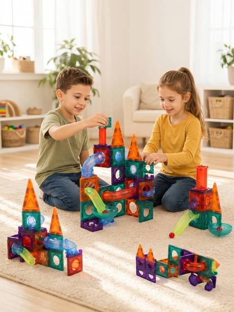 333MART 28 PCS Magnetic Tiles Building Set 3D Magnetic Blocks for Kids Ages 3+