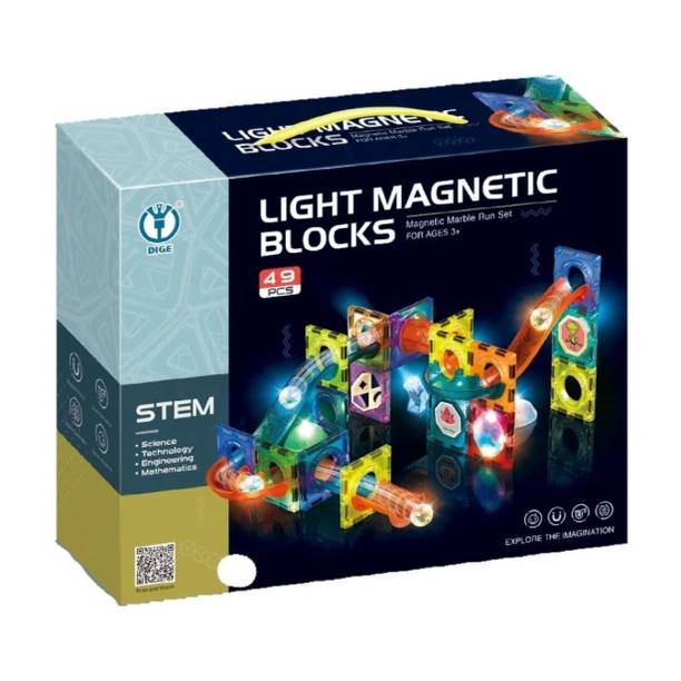 Kidzblend 49 Pcs Light Magnetic Tiles Building Blocks | 3D STEM Educational Toy for Kids