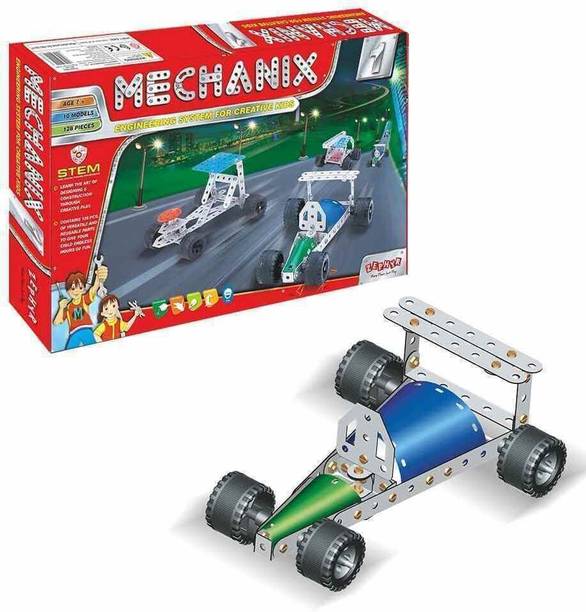 YUIOP - Mechanix 1 - Metal Building Set For Kids - 10 Models - 128 Pieces