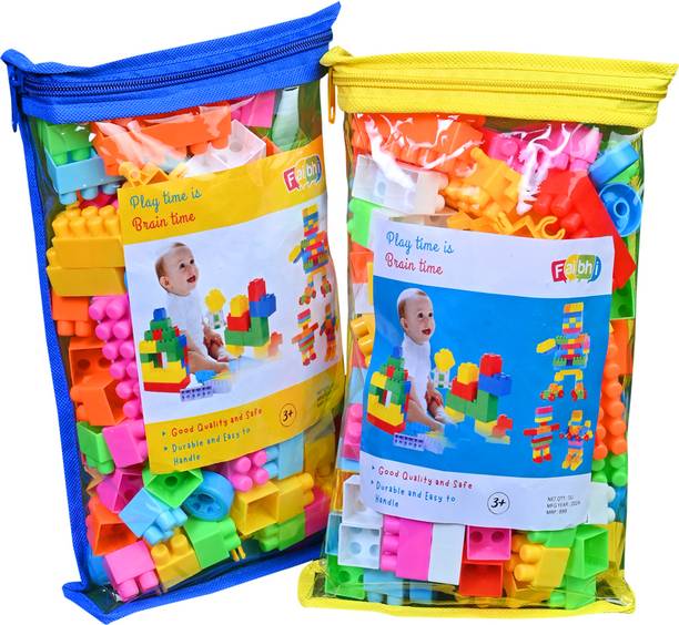 Faibhi 200 pcs Building Blocks with Zipper Pouch