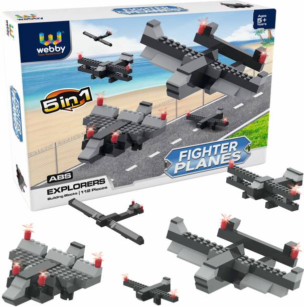 Webby 5 in 1 Fighter Planes Blocks Adventure Play Set for 5+ Years Kid (112 Pcs)